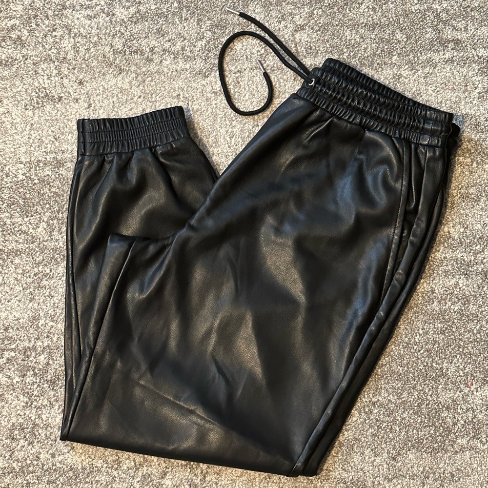Faux Leather Joggers